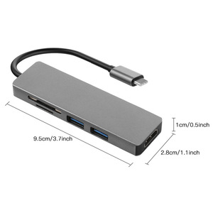 Type-C To <b>Hdmi</b> 5 In 1 Docking Station Aluminum Alloy <b>Usb</b> Hub <b>With</b> <b>Hdmi</b> And <b>Usb</b> Ports For Laptop Computer - Product Image 1
