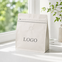 Sacs d'emballage pour café transparents à fond plat avec fermeture éclair et valve, personnalisables, de qualité alimentaire PE (100g/250g/500g), pochettes vides bleues