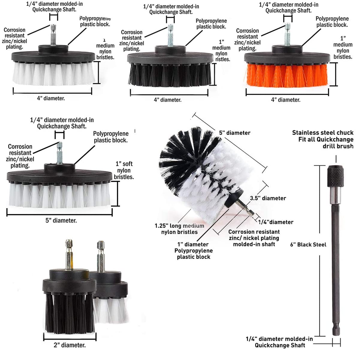 24 PCS Colorful Drill Brush Set For Car Wash And Cleaning