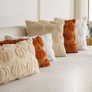 <b>Throw</b> Covers 18X18 Inch Autumn Pumpkins Eco-Friendly Cartoon Pillow Cases <b>Beige</b> Thanksgiving Plush Decorative Cushion Sofa Couch - Product Image 4