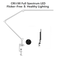 Lampe de bureau LED en métal pliable à double source lumineuse, tactile, télécommandée, à intensité variable, AC, écologique, pour la lecture et la protection des yeux sur votre bureau