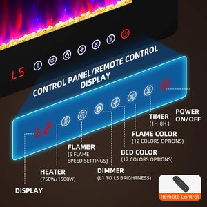 <span class=keywords><strong>Chimenea</strong></span> de <span class=keywords><strong>50</strong></span> pulgadas, decoración flotante, <span class=keywords><strong>chimenea</strong></span> LED, calentadores eléctricos, <span class=keywords><strong>chimenea</strong></span> eléctrica montada en la pared con control remoto - Product Image 3