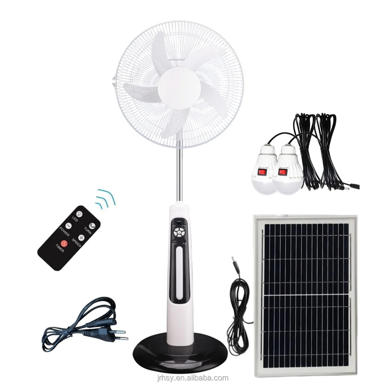 Ventilador+panel solar+mando a distancia+2 bombillas