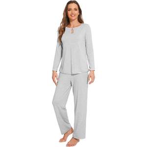 Ensemble de pyjamas pour femmes en viscose de bambou, haut à manches longues et pantalon, léger et confortable, tailles S à XXL - Product Image 4