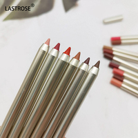 Crayons à lèvres imperméables végétaliens brun foncé rouge or mat longue durée emballage crayon à lèvres en plastique avec logo OEM marque privée