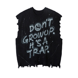 Men's <strong>Sleeveless</strong> Knit Top Sweater Vest with Jacquard Pattern Custom Logo Anti-Shrink Winter Cartoon Pattern OEM &amp; ODM - Product Image 6