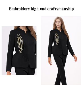 Conjunto de Blazer y Pantalones de Oficina para Mujer, Color Negro, Personalizado OEM ODM - Product Image 3