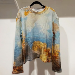ผู้ผลิตเสื้อผ้าตามสั่ง เสื้อยืดแขนยาวผ้าวาฟเฟิลเนื้อหนา คุณภาพสูง พิมพ์ลาย DTG ทั้งตัว สำหรับผู้ชาย - Product Image 1