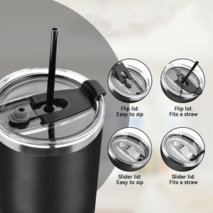 Cổ điển 30oz cốc bằng thép không gỉ với rơm đen cách điện du lịch Mug cho cà phê 20oz & 40oz tùy chọn có sẵn - Product Image 4