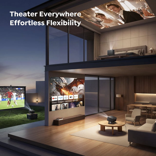 Native 1080P Full HD Smart Auto Focus Portable Certified Google TV Home Theater Projector