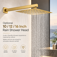 Système de douche encastré en laiton brossé or à 2 fonctions, ensemble de douche pluie pour projets d'ingénierie de salles de bain d'hôtels