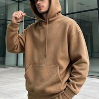 Setelan hoodie dan celana panjang model Amerika, potongan longgar, bahan tebal, tanpa desain (blank), potongan Cut Out Middleman.