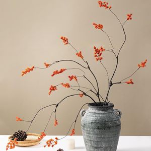 Branche de fruit artificielle Meng Jie en PVC mousse rouge orangé pour décoration de maison et de mariage - Product Image 1