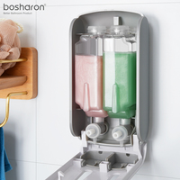 Fabricant de gros distributeur de gel liquide pour les mains de cuisine personnalisé de 400ml * 2 distributeur de savon manuel intégré mural en plastique ABS