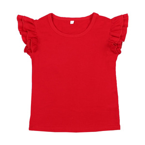 Haute qualité été multicolore coton bébé filles <span class=keywords><strong>enfant</strong></span> en bas âge enfants enfants hauts t blanc flutter <span class=keywords><strong>fille</strong></span> chemises - Product Image 4