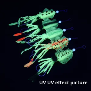Esca Morbida Bionica a Doppio Gancio in PVC per Calamari e Polpi, Design con Ali Sottili a Forma di Farfalla, Luminosa al Buio, 15CM/12CM/10CM, Esca Viva - Product Image 3