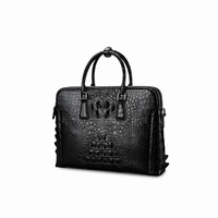 Sac d'ordinateur en cuir véritable motif croco, sac pour homme, sac à main en cuir décontracté pour affaires, sac à dos bandoulière, porte-documents