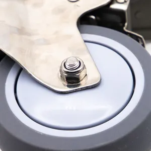 Rodas de Borracha Preta TPR PU PP POM PA de 1 a 8 Polegadas em Aço Inoxidável e Poliuretano - Product Image 4