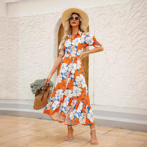 Abito Casual con collo a POLO stampato <span class=keywords><strong>Maxi</strong></span> abito estivo di utilizzo quotidiano con stampe digitali stile autunnale - Product Image 4