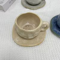 Tasse à café et soucoupe en céramique vintage faite à la main - Grande capacité, idéale pour le latte, cadeau d'anniversaire