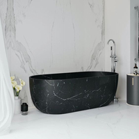 Baignoire en marbre noir naturel et baignoire en pierre sculptée à la main