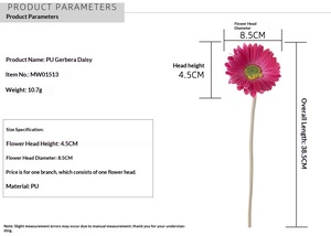 Rama de Flor de Gerbera Artificial, Flor Artificial para Decoración del Hogar, Bodas, Fiestas <span class=keywords><strong>y</strong></span> Centros de Mesa - Product Image 6