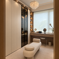 Armoire moderne intégrée avec portes vitrées et rangement intelligent pour solutions d'optimisation de l'espace résidentiel haut de gamme