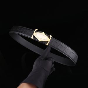 Ceinture de luxe pour homme en cuir véritable de crocodile avec boucle en acier, sangle de taille en peau de crocodile, ceinture habillée classique haut de gamme pour affaires - Product Image 4