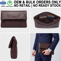 Dompet Pria Premium OEM untuk Ponsel, Kartu Kredit, dan Barang Penting, Tas Genggam Bisnis Pria dengan Tali Lepas Pasang