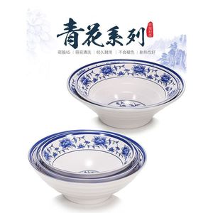 Tazón de plástico azul y blanco imitación porcelana, grande, comercial, para fideos, para hotel y restaurante - Product Image 4