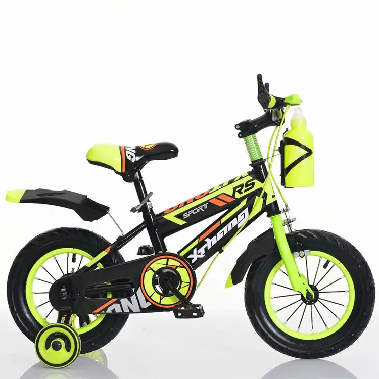 «Bicicleta infantil para meninos e meninas com rodas de treinamento e cesta rosa