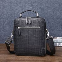 Tas Selempang Bahu Pria Pola Perut Buaya Matte Vintage Baru Tas Kotak Modis Katun Tahan Air Nilon Kelas Atas