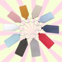 Porte-clés en cuir PU gravable au laser, logo personnalisé, pendentif de voiture en PU, cadeau d'affaires, étiquette de marque en PU, cadeau de Noël