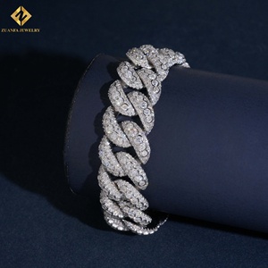 Wholesale Men's 18MM Moissanite Cuban Link <b>Chain</b> Necklace 925 Silver Rhodium Plated Hiphop Style <b>Iced</b> <b>Out</b> Lover Gift <b>Chain</b> - Product Image 2