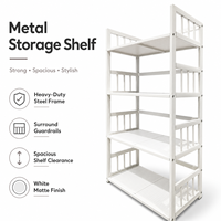 Étagère de rangement en métal robuste avec structure en acier, panneaux renforcés, garde-corps de sécurité, design gain de place pour la maison, le garage, le bureau