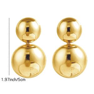 Nuevas Joyas de Acero Inoxidable Chapadas en Oro, Pendientes Redondos Grandes de <span class=keywords><strong>Metal</strong></span> Brillante Creativos para Mujer, Venta al por Mayor de Fábrica, Transfronterizo - Product Image 5