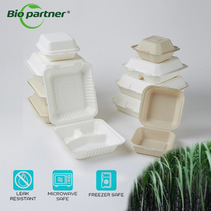 Fabrikant Suikerriet Bagasse Voedselcontainer Wegwerp Biologisch Afbreekbare Clamshell <span class=keywords><strong>Burger</strong></span> <span class=keywords><strong>Box</strong></span> Weg Te Nemen Lunch Inpakken Afhaalmaaltijden - Product Image 2