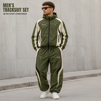 Survêtement décontracté bicolore vert olive pour homme, coupe-vent, avec capuche et fermeture éclair intégrale, respirant, pour l'entraînement et le jogging, toutes saisons