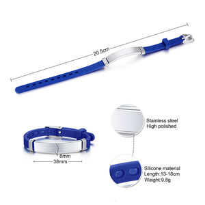 Bracelet fluorescent en acier inoxydable et caoutchouc pour enfants et bébés, gravure personnalisée, anti-perte, bracelet en silicone lumineux - Product Image 2