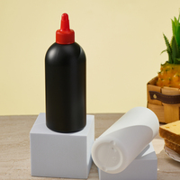 Bouteille de sauce en plastique HDPE de qualité alimentaire avec logo personnalisé, 300 ml, 500 ml, bouteille de distribution avec buse à visser, bouteille d'extrusion