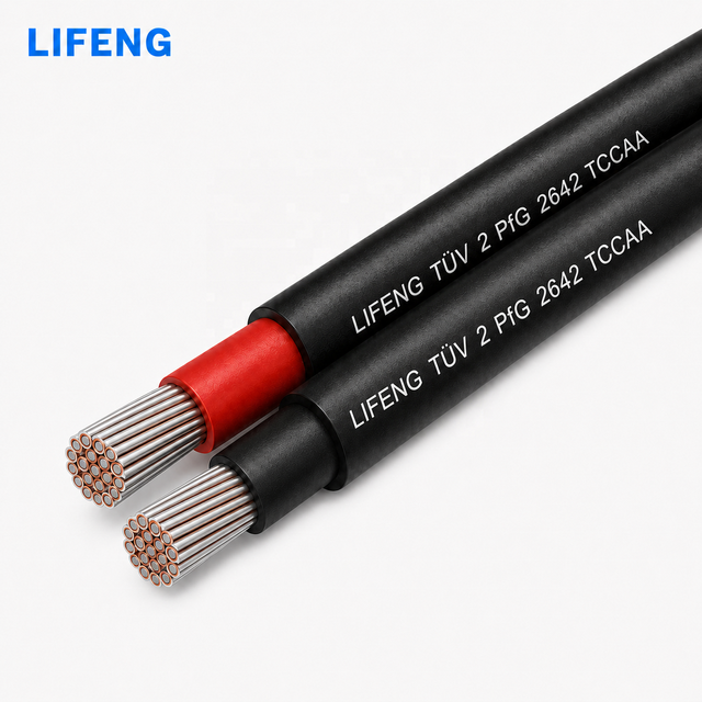 Twin Core TCCAA TUV 2 PfG 2642 1500V DC Solar Cable 2x10mm2 Aluminum Alloy Photovoltaic PV Wire for Home RV Energy System