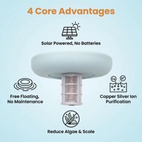 Ioniseur solaire pour piscine à haute efficacité, purificateur d'eau portable et écologique pour les piscines résidentielles extérieures