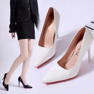 Chaussures de bureau très populaires pour femmes, talons hauts noirs, talons bas rouges, chaussures élégantes en cuir PU avec bas rouge pour femmes - Product Image 6