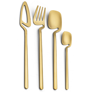 סט סכוֹת יוקרתי לחתונה, 4 חלקים, ייחודי, תלוי, 18/10, בצבעי זהב, שחור וכסף, מזלגות, סכינים, כפות, סט סכוֹת מט. - Product Image 6