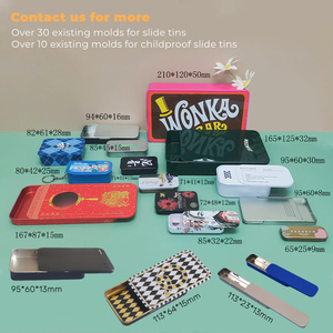 Boîte à crayons en étain en métal porte-stylo à couvercle coulissant rectangulaire long imprimé personnalisé - Product Image 6