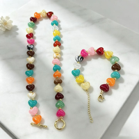 Collier de perles acryliques colorées CH-HDN2072, collier avec fermoir plaqué or, collier de perles en verre acrylique coloré, bijoux