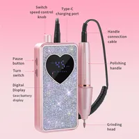 Perceuse à ongles électrique professionnelle 45000 tr/min, rechargeable, portable, lime à ongles silencieuse avec écran LED, machine à vernis gel