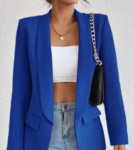 Blazer noir femmes costume de haute qualité à manches longues Blazer boutonné mince décontracté été manteau haut personnalisé <span class=keywords><strong>POD</strong></span> manteau classique pour les femmes - Product Image 2