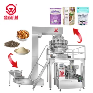 Shengwei Custom Automatic Rotary Doypack Premade Stand Up Pouch Bag Ice Cube 2Kg Beans 1 Kg Sugar 1Kg Seeds Packing Machine