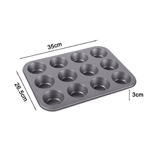 Molde <span class=keywords><strong>para</strong></span> Muffins de Acero al Carbono Antiadherente de 12 Tazas con 12 Moldes de Silicona Reutilizables, Juego de Utensilios <span class=keywords><strong>para</strong></span> Hornear Premium <span class=keywords><strong>para</strong></span> Cupcakes y Muffins - Product Image 4